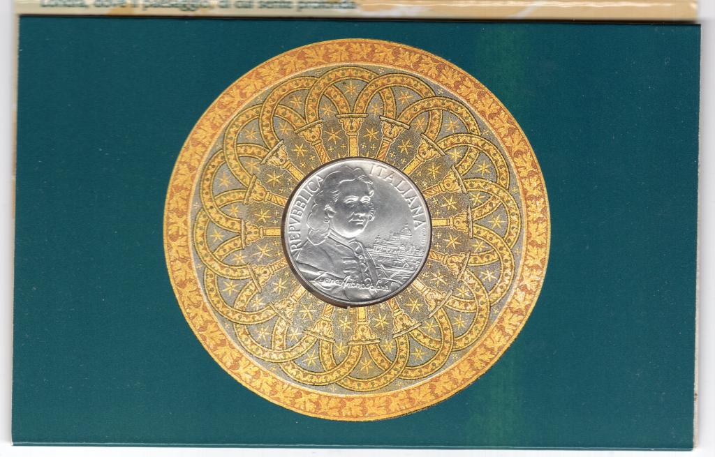 5000 лир - Италия - 1997 - Джованни Антонио Каналь (Каналетто) - серебро 835 - KM#189 - Буклет
