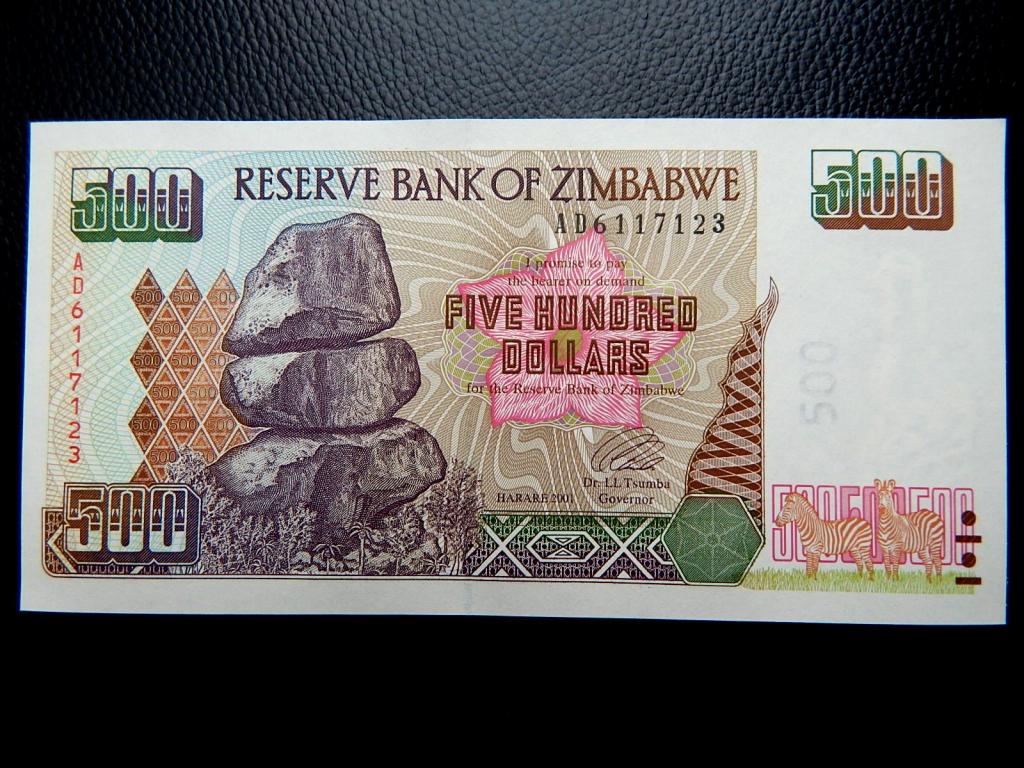 Бона 500 долларов 2001 года Зимбабве AD 6117123 UNC