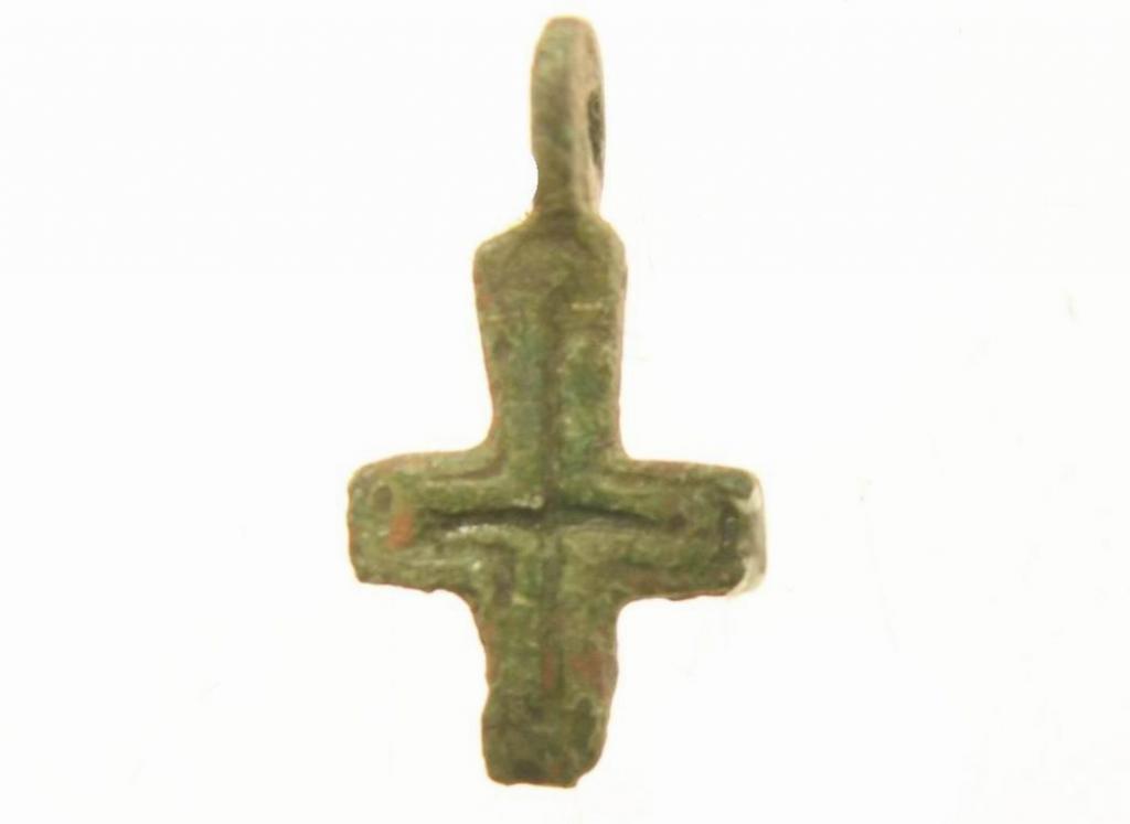 Подлинный бронзовый тельный крестик, Домонгол 12-14 века