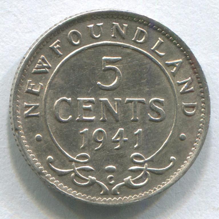 КАНАДА/НЬЮФАУНДЛЕНД 5 ЦЕНТОВ 1941 AUNC
