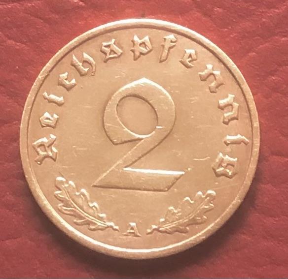 Германия - третий рейх 2 пфеннига 1937 - А
