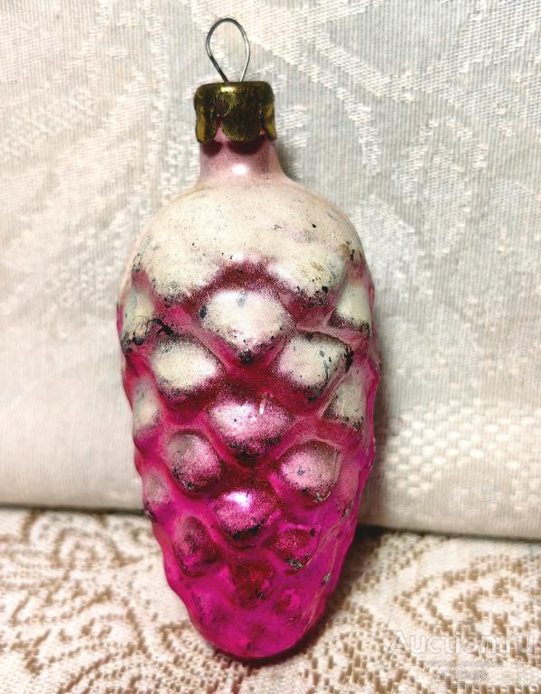 Елочная новогодняя игрушка стекло СССР шишка 3