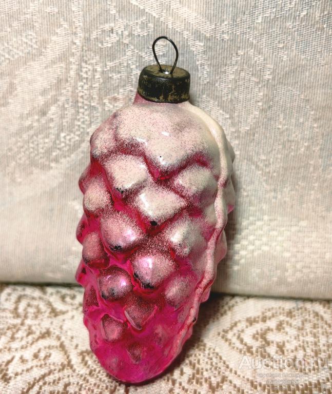 Елочная новогодняя игрушка стекло СССР шишка 2