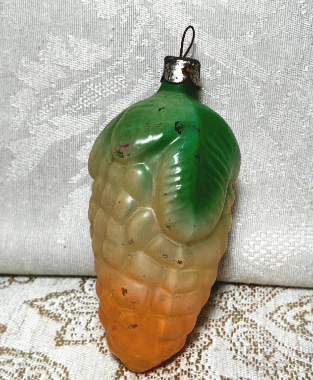 Елочная новогодняя игрушка стекло СССР шишка 7