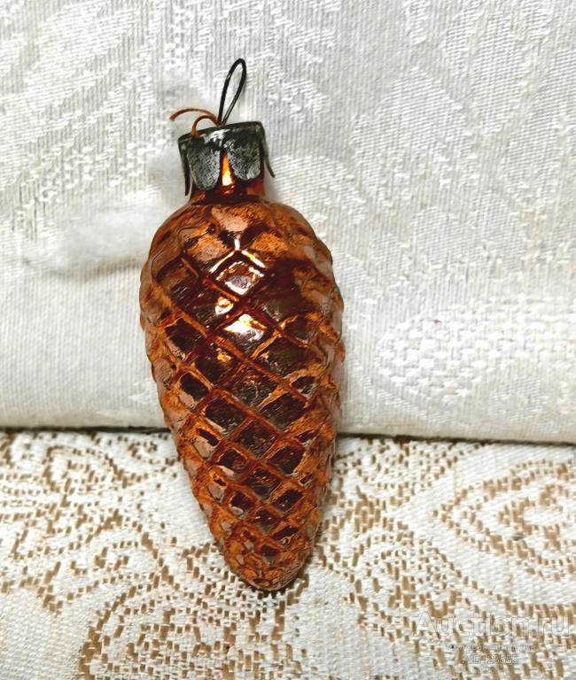 Елочная новогодняя игрушка стекло СССР шишка 13