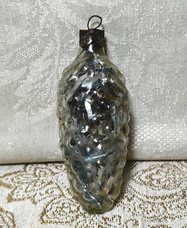 Елочная новогодняя игрушка стекло СССР шишка 11