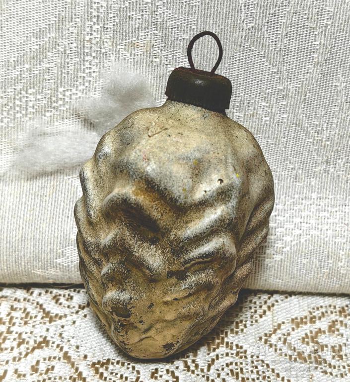 Елочная новогодняя игрушка стекло СССР шишка 18