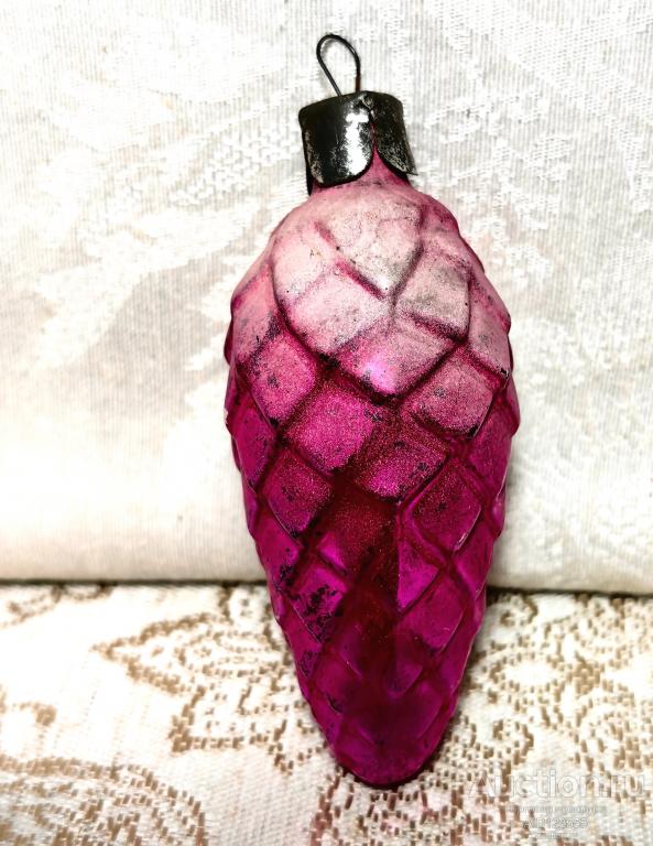 Елочная новогодняя игрушка стекло СССР шишка 28