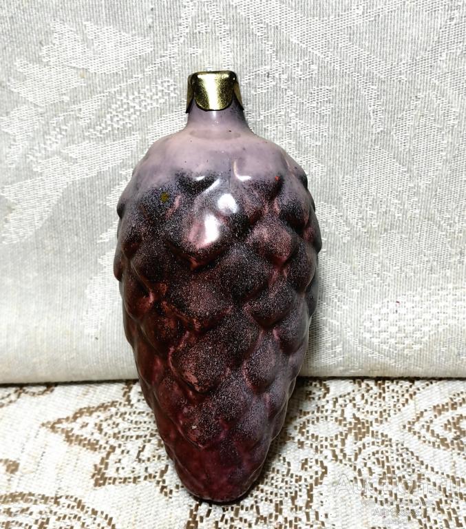 Елочная новогодняя игрушка стекло СССР шишка 26