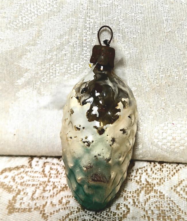 Елочная новогодняя игрушка стекло СССР шишка 16