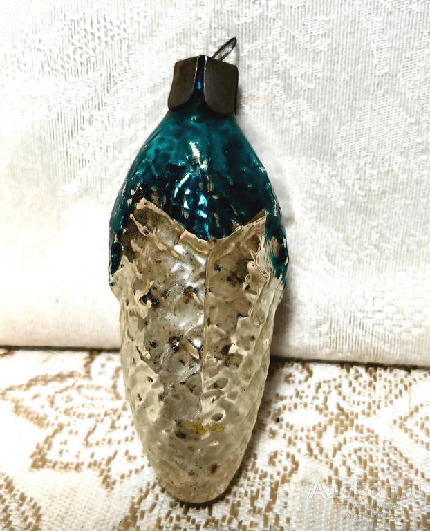 Елочная новогодняя игрушка стекло СССР шишка 43