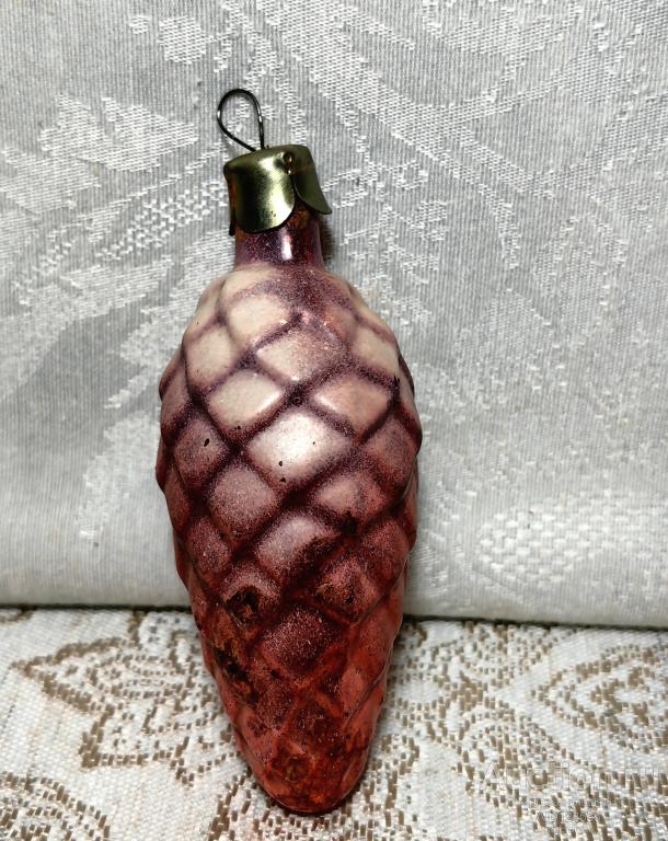 Елочная новогодняя игрушка стекло СССР шишка 30