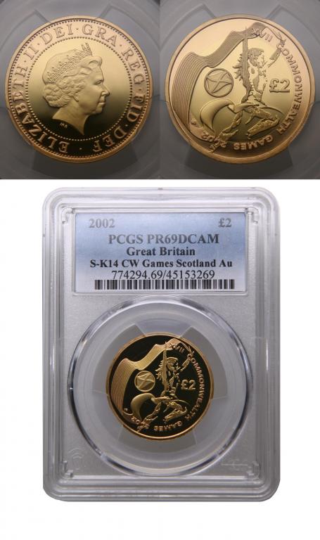 Англия. Елизавета II. 2 фунта 2002 года. Proof. В слабе PCGS PR69DCAM. 255733