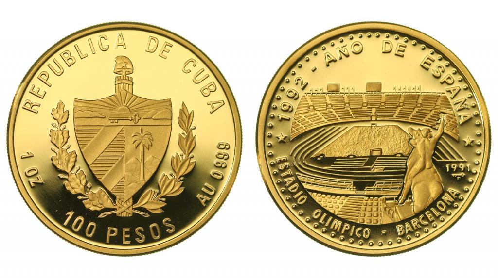 Куба. 100 песо 1991 года. Proof. 309245