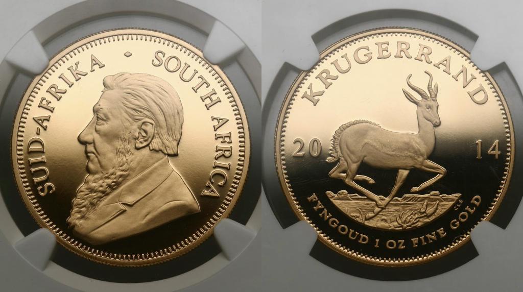 ЮАР. 1 крюгерранд 2014 года. Proof. В слабе NGC PF70 Ultra Cameo. 256588