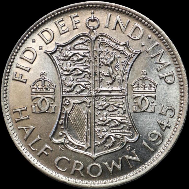 1/2 кроны 1945 год. Великобритания. Георг VI Серебро 500 проба.