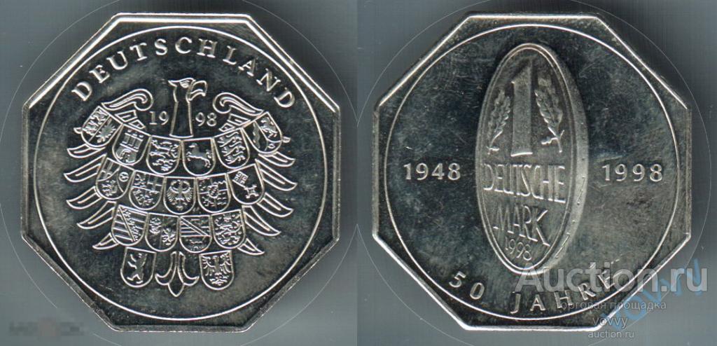 Памятная медаль Германия 1948-1998 50-летие немецкой марки 40мм #2503