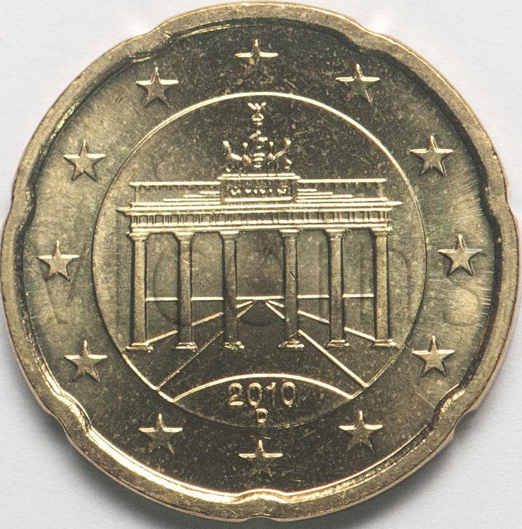 Германия 20 евроцентов 2010 двор D 86181