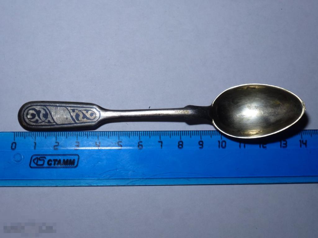 ЧАЙНАЯ ЛОЖКА СЕРЕБРО 875 ПРОБА КУБАЧИ ЧЕРНЬ вес 23 гр.