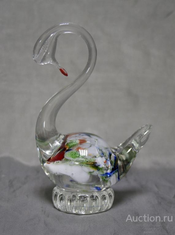 Статуэтка Лебедь, цветное стекло, зеленый, высота 13 см (25)