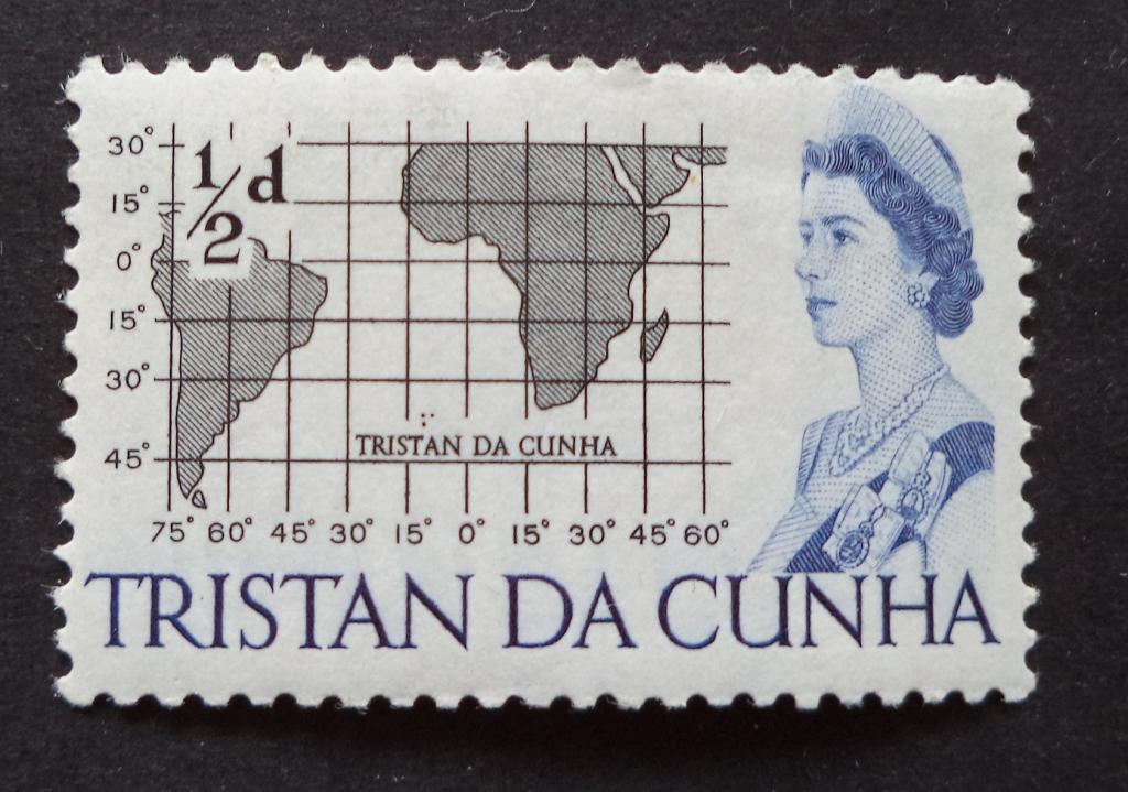 Тристан да Кунья 1965 г.  Карта  1/2d.  *   Би.2
