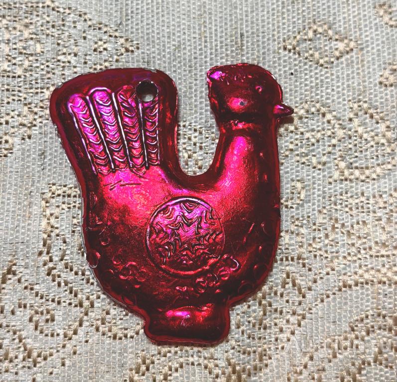 Елочная новогодняя игрушка СССР курочка курица птица колкий пластик пластмасс