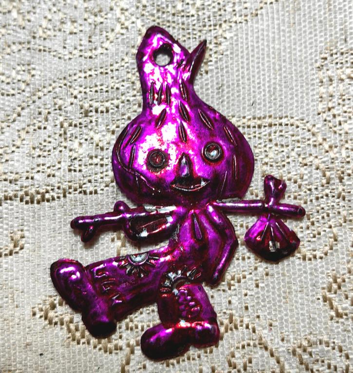 Елочная новогодняя игрушка СССР колкий пластик пластмасс сказка Чиполлино