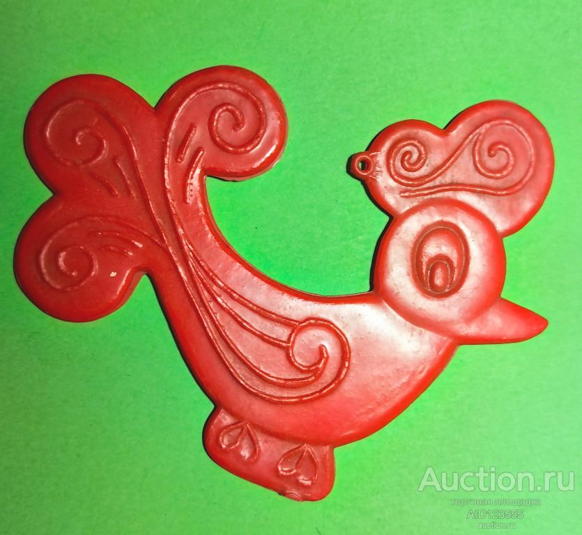 Елочная новогодняя игрушка СССР колкий пластик пластмасс Петух петушок