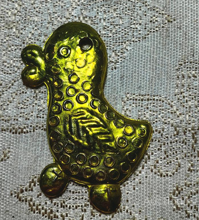 Елочная новогодняя игрушка СССР колкий пластик пластмасс Утенок утка желтый