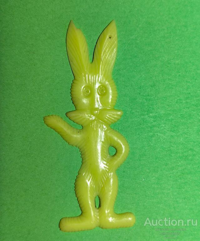 Елочная новогодняя игрушка СССР колкий пластик пластмасс заяц зайчик