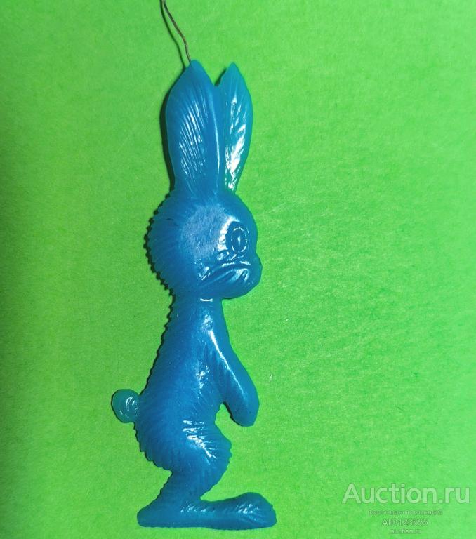Елочная новогодняя игрушка СССР колкий пластик пластмасс заяц зайчик