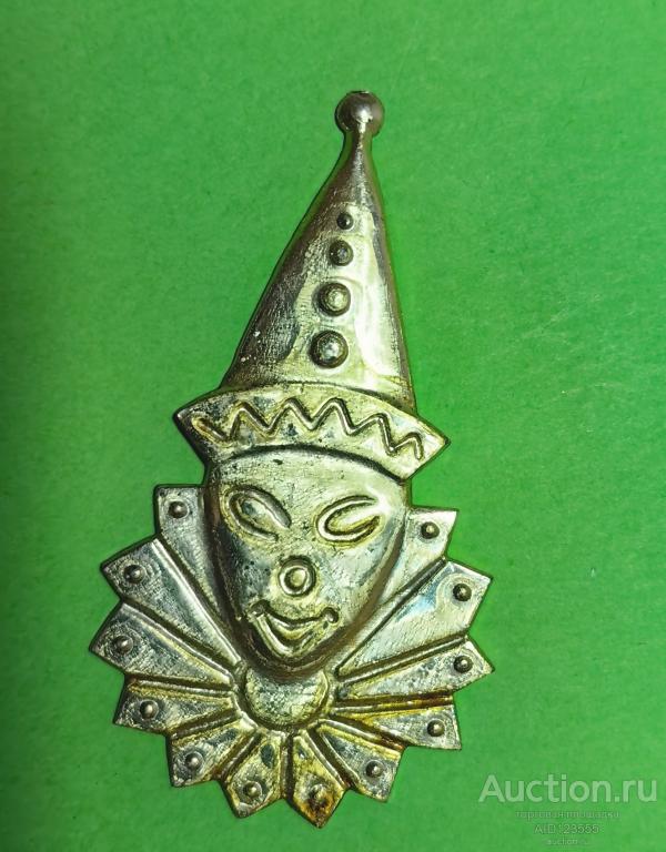 Елочная новогодняя игрушка СССР колкий пластик пластмасс Арлекин клоун Пьеро