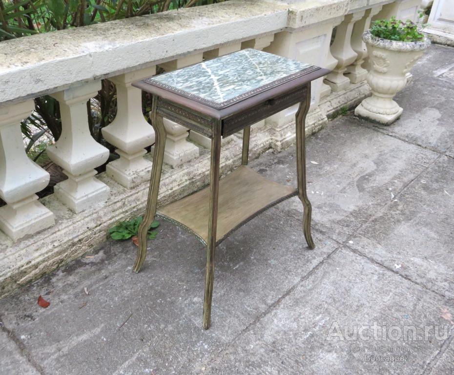 Столик консольный старинный с мрамором 30-40е г. Франция