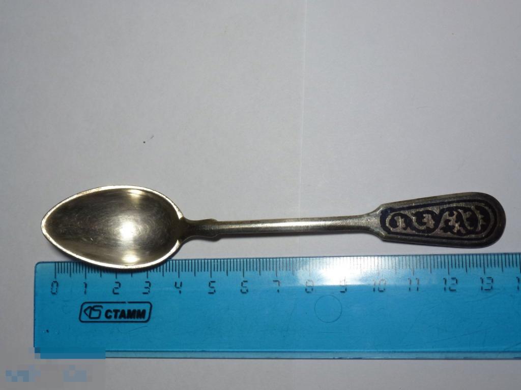 ЧАЙНАЯ ЛОЖКА СЕРЕБРО 875 ПРОБА КУБАЧИ ЧЕРНЬ вес 28 гр.