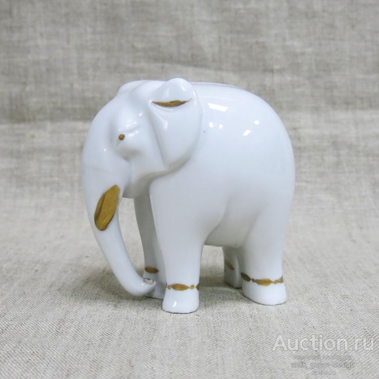 Статуэтка фарфоровая ИНДИЙСКИЙ СЛОНИК, 9,5 см, ЛФЗ, 1950-е гг.