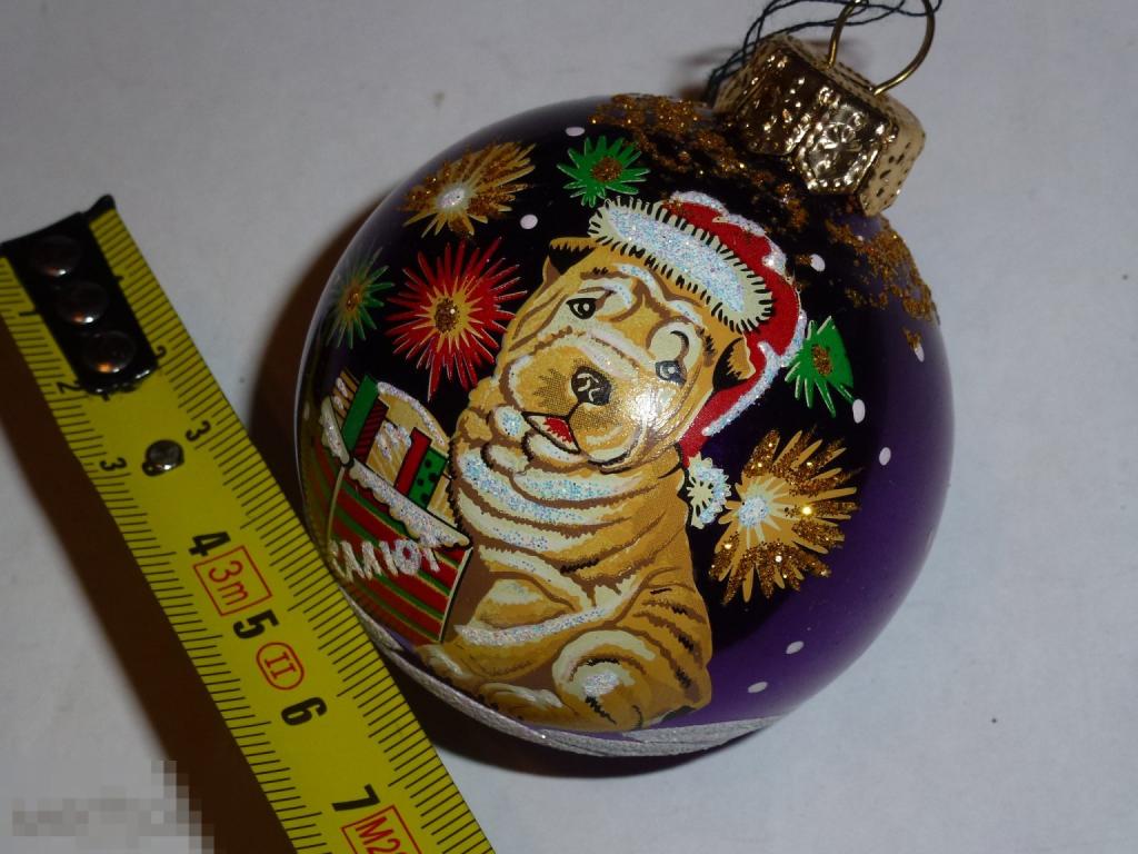 ШАР СОБАКА ЕЛОЧНАЯ ИГРУШКА СТЕКЛО "