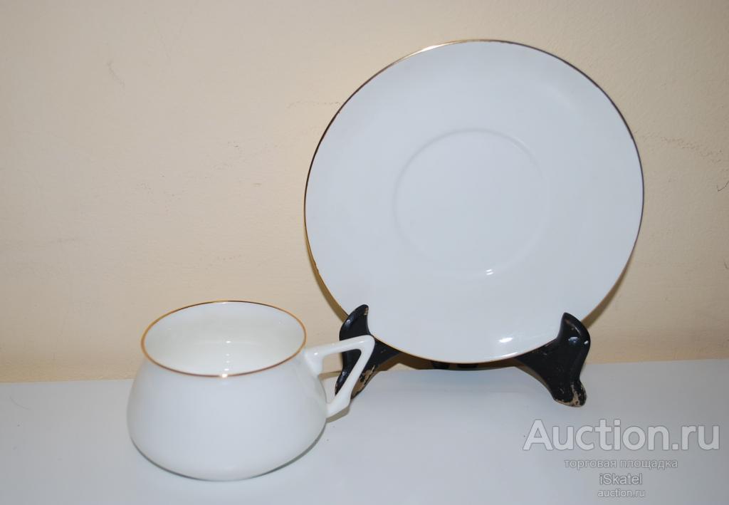ЧАЙНАЯ / кофейная ПАРА. ЧАШКА И БЛЮДЦЕ Костяной фарфор  БИЛИБИН, ЛФЗ ИФЗ