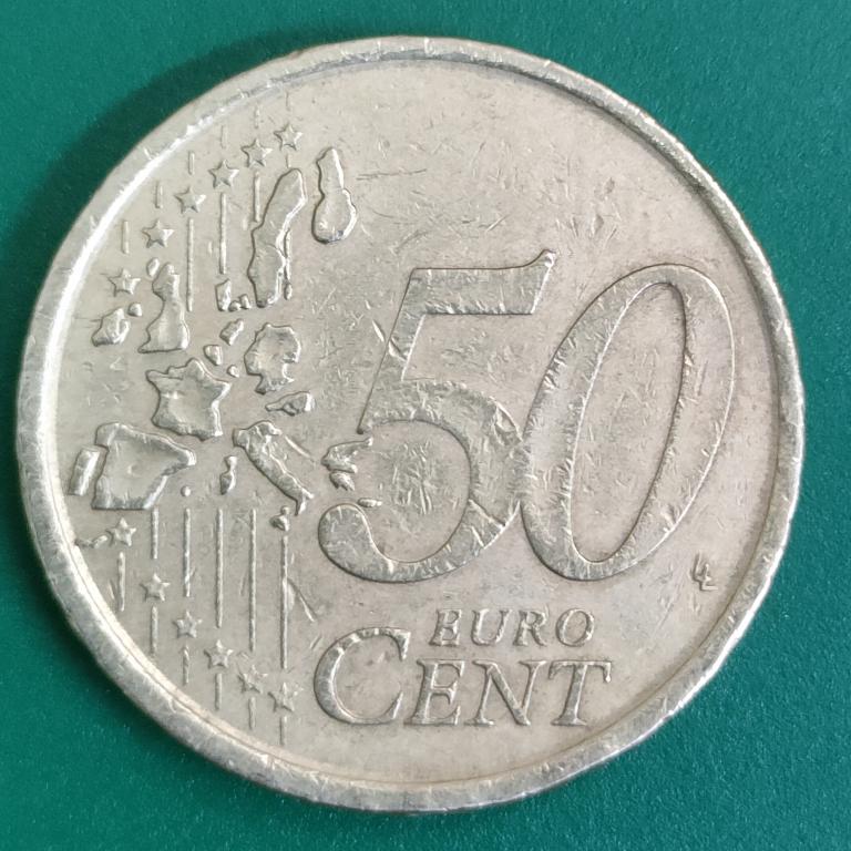 Испания 50 центов Мигель де Сервантес Сааведра. бюджетная! в коллекцию.