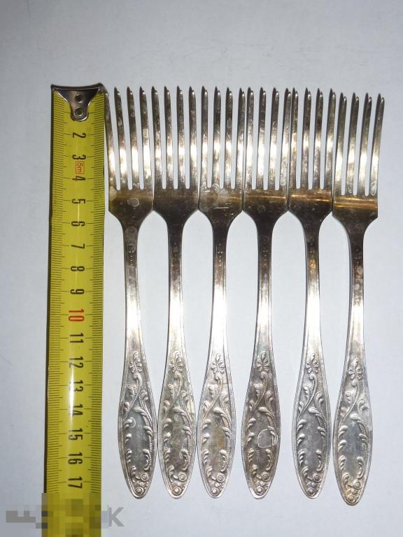 ВИЛКИ ДЕСЕРТНЫЕ 6 ШТУК МЕЛЬХИОР ПЛАМЯ КОЛЬЧУГИНО №27