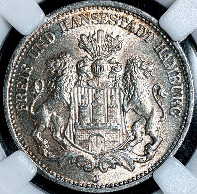 2 марки. ГАМБУРГ .1906г. ННР MS 63