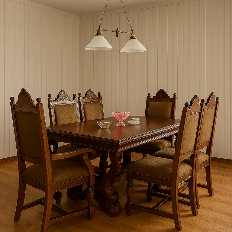 Антикварный обеденный гарнитур из массива