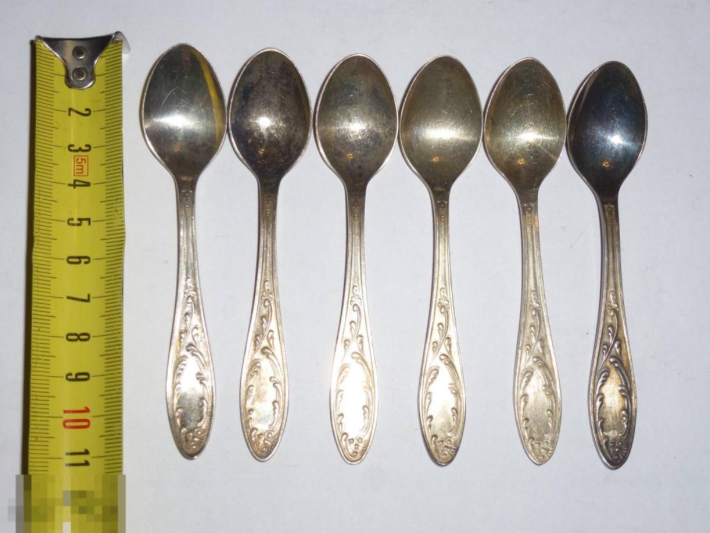 ЛОЖКИ КОФЕЙНЫЕ 6 ШТУК МЕЛЬХИОР ПЛАМЯ КОЛЬЧУГИНО №31