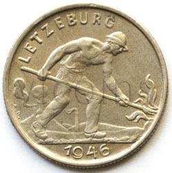 Люксембург 1 франк 1946 Фермер km 46.1 VF-XF 34841