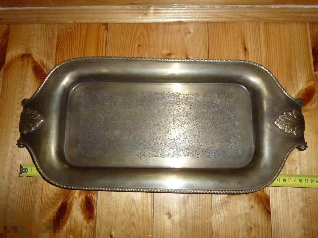 БОЛЬШОЙ ПОДНОС БЛЮДО ЛАТУНЬ ИНДИЯ *