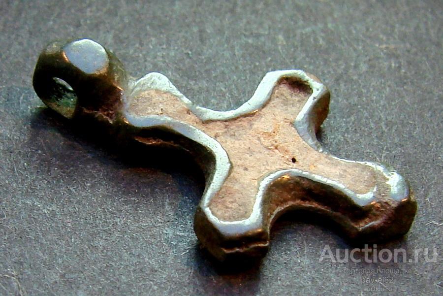 Крест - тельник - привеска ДОМОНГОЛ - КИЕВСКАЯ РУСЬ - ЭМАЛЬ 14 век ОРИГИНАЛ (X.171)