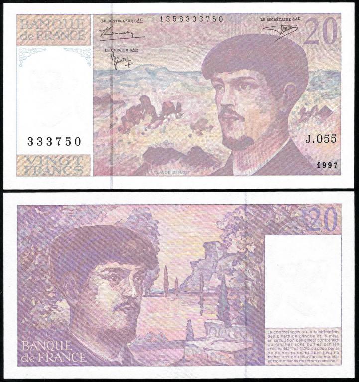 Франция 20 франков 1997 год. UNC