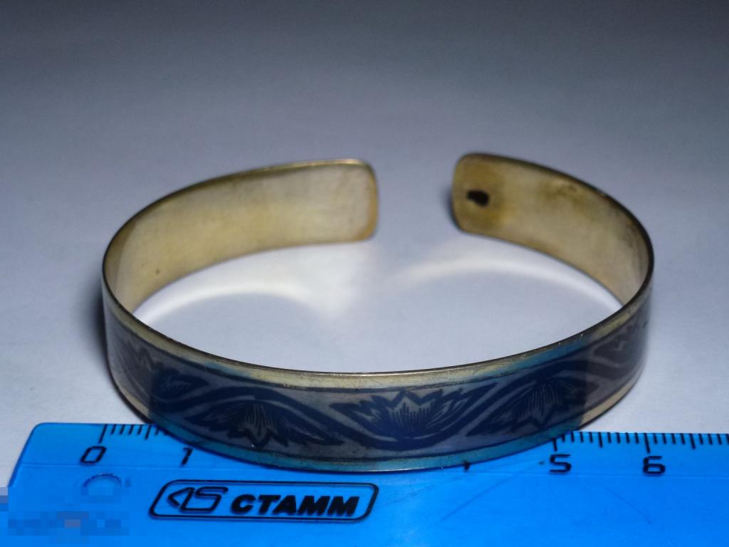 БРАСЛЕТ СЕВЕРНАЯ ЧЕРНЬ СЕРЕБРО 875 ПРОБА ПОЗОЛОТА вес 20 гр.