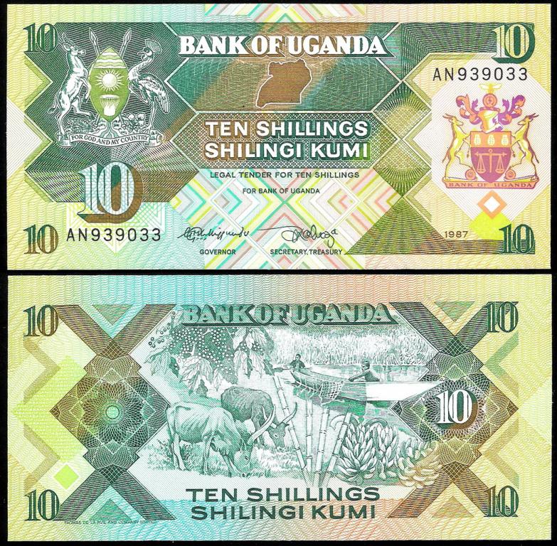 Уганда 10 шиллингов 1987 год. UNC