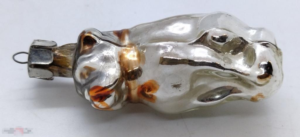 ЁЛОЧНАЯ ИГРУШКА " СОБАКА БУЛЬДОГ БОКСЁР " СТЕКЛО,, СССР