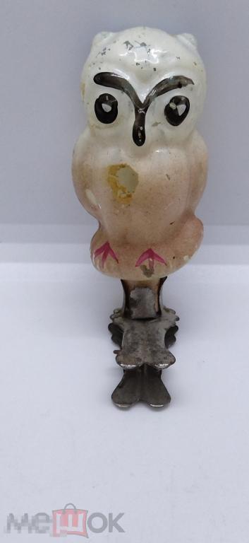 ЁЛОЧНАЯ ИГРУШКА СОВА, ФИЛИН, СТЕКЛО СССР